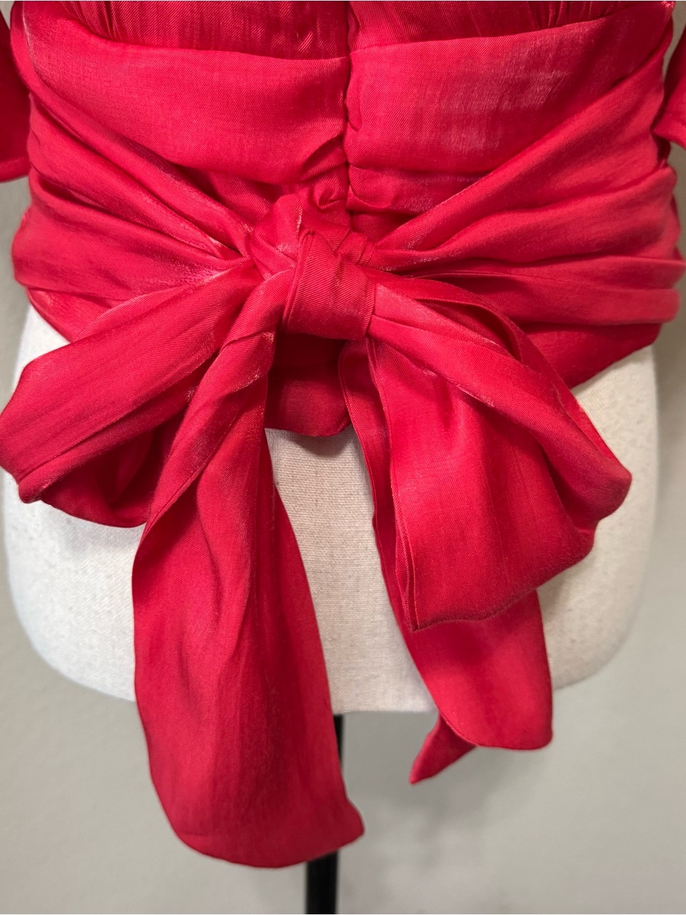 CIEBON | Farrah Shimmer Satin Red Puff Sleeve Shirt Blouse XS NWT - Picture 7 of 16